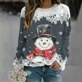 thumbnail image 2 of ZXLBBD Women's Fall Winter Christmas Snowflake Snowman Printed Round Neck Shoulder Long Sleeve Sports Active Sweatshirts Casual Outdoor Comfort Daily Wear, 2 of 4