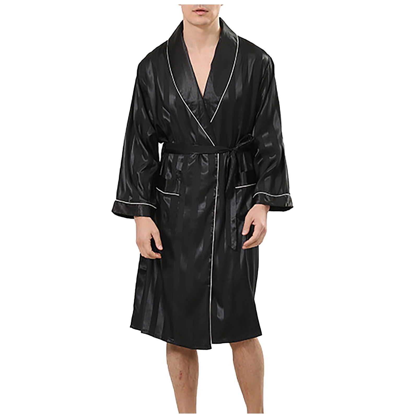 Men's Pajamas Set Fashion Robe Tops Pjs Shorts 2PC Suit Silk Long Cardigan  Sleepwear Homewear Loungewear Outfits