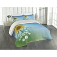thumbnail image 2 of Ambesonne Pastel Quilted Coverlet 3 Pcs, Sunflowers Chamomiles, Queen Size, Blue Yellow Green, 2 of 4