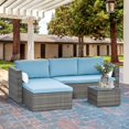 thumbnail image 2 of Outsunny 3-Piece Rattan Wicker Patio Coffee Table Sofa Set - Blue, 2 of 10