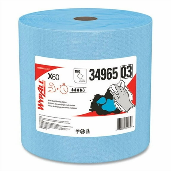 General Clean X60 Cloths, Jumbo Roll, 12.5 x 13.4, Blue, 1,100/Roll | Bundle of 2