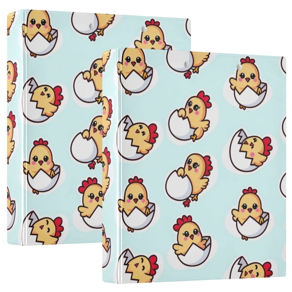 Cute Chick with Egg Hardcover 3 Ring Binder 1.5” Round Rings Letter Size Paper Pockets for School Office Supplies
