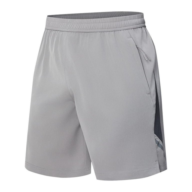 Summer Plus Size Men Shorts Elastic Waist Solid Color Straight Leg