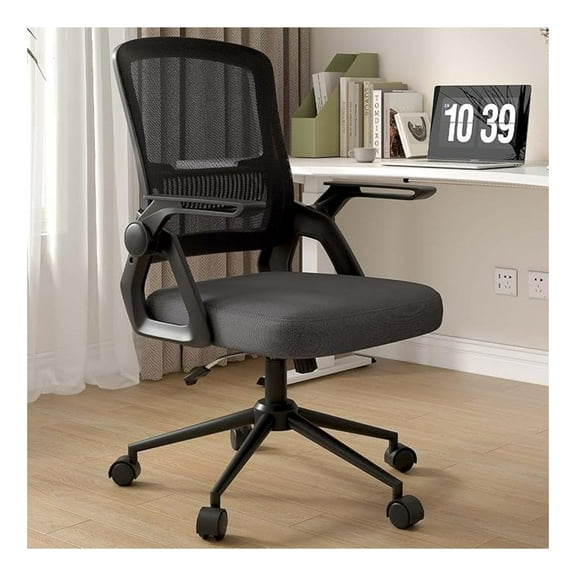 Ergonomic Office Chair - Mesh Desk Chair with -Up Arms & Lumbar Support - Adjustable Height, Tilt & Swivel - Black Home Office Chair