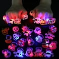 thumbnail image 3 of Juguetes para fiestas de Halloween para niños, 24 piezas, anillo de luz LED de Halloween, collares, pulseras, broche, juguetes de Halloween que brillan en la oscuridad, suministros para fiestas para decoraciones de Halloween, juegos de fiesta, regalo Zhivalor OTTO-ZYS-0321, 3 of 7