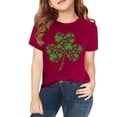 thumbnail image 4 of Ruyang Girls Short Sleeve T Shirts Kids Summer Tops Cotton Crewneck Tees Cute Irish 𝐒hamrock Printed Shirt St Patricks Day Outfits, 4 of 7