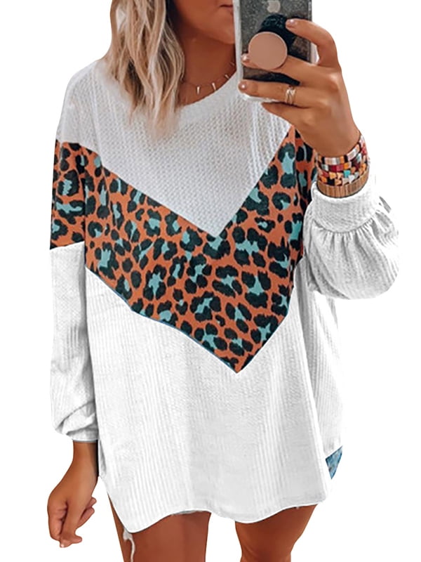 leopard patchwork sweater