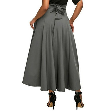 Calsunbaby - High Waist Pleated Long Skirts Women Flared Full Skirt ...