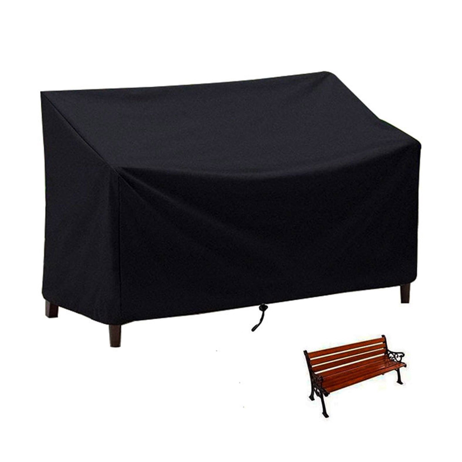Outdoor Bench Cover Waterproof – Heavy Duty 2-Seater Patio Furniture Cover for Loveseat, Sofa & Glider – All-Weather Resistant with Air Vents – Fits Garden, Park & Outdoor Use (Black)