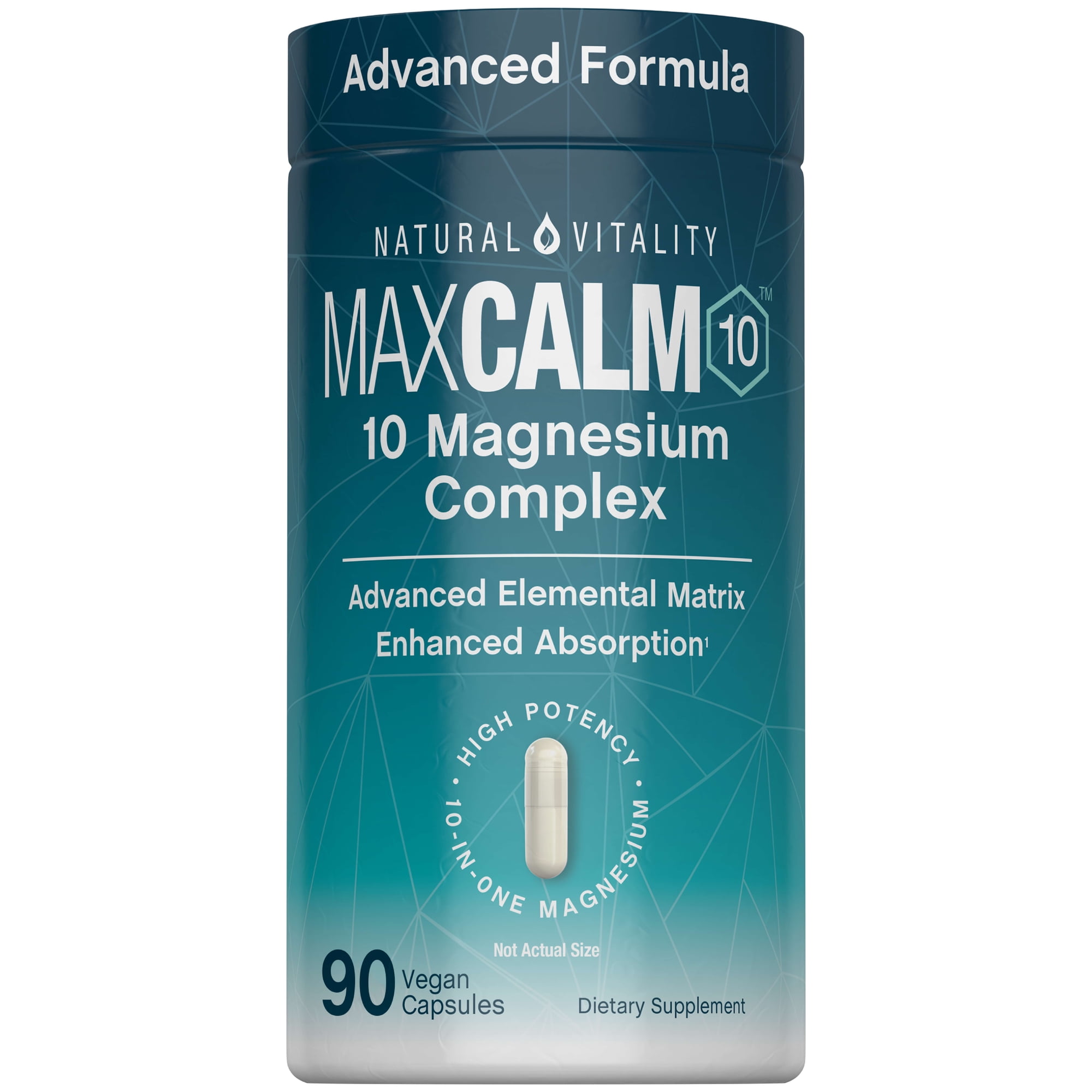 MAXCALM 10 Magnesium Complex | 90 Vegan Capsules for Men and Women | by Natural Vitality