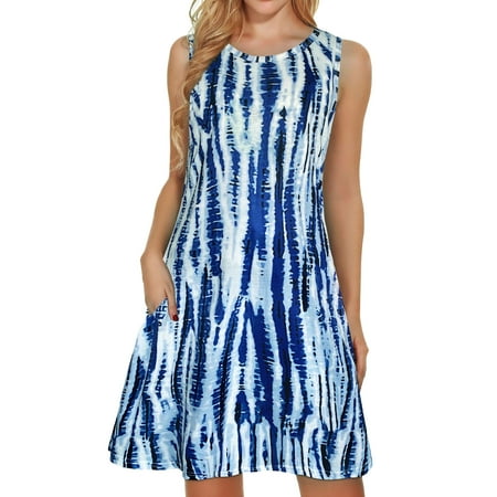 

Formal Dresses for Women White Dress Women Women s Casual Loose Fit Pocket Knee Length Dress Sleeveless Crewneck Print Beach Dresses Clearance 2022 Prom Dresses for Women Long Sleeve Dress Blue M