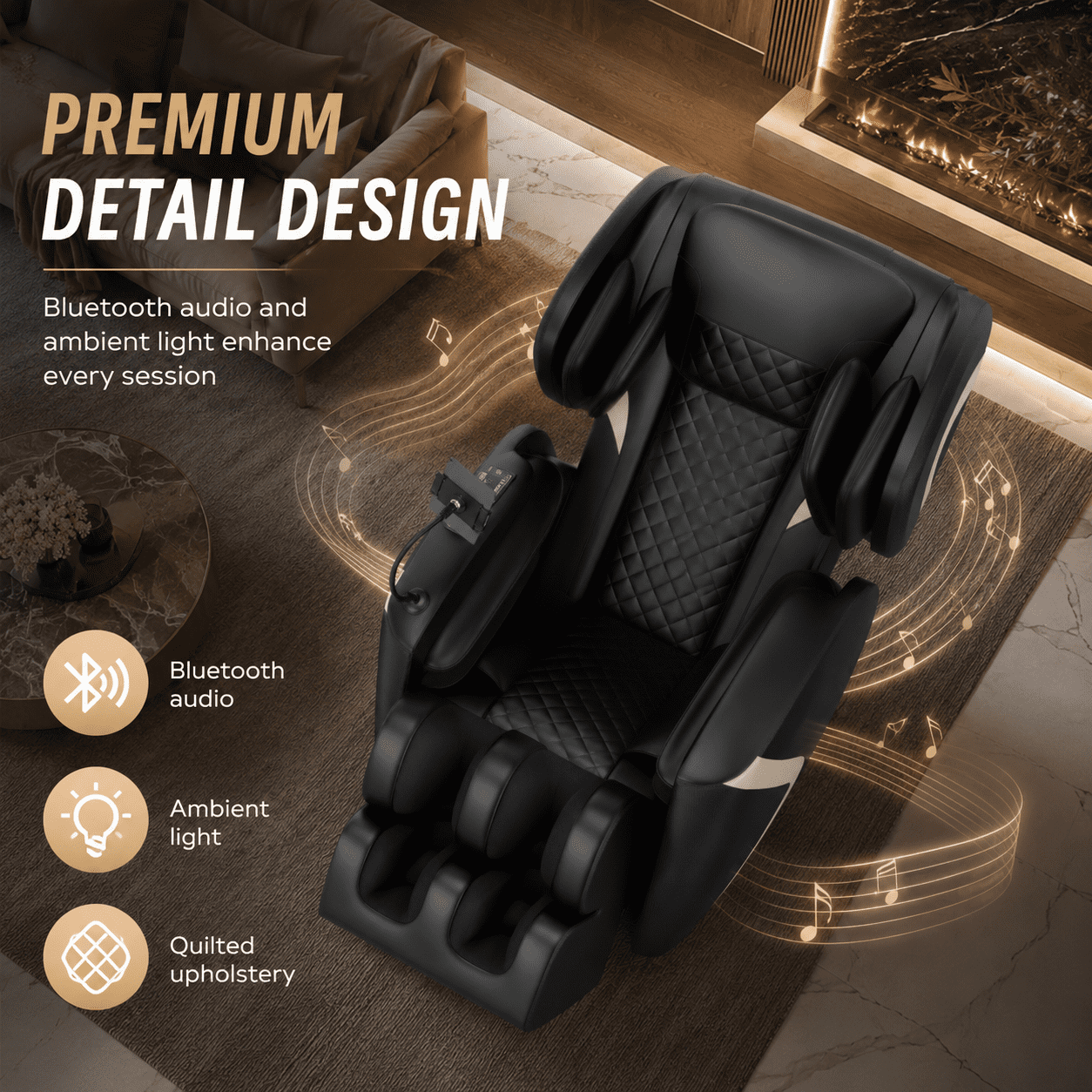 Aenkyo Full Body Zero Gravity Massage Chair Recliner with 6 Fixed Rollers and Foot Massage, Black