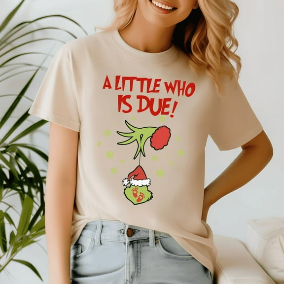 A Little Who Is Due Christmas, Funny Christmas TShirt, Santa Shirt, Vintage Holiday Tee, Merry Xmas Gift, Family Holiday Outfits
