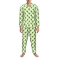 thumbnail image 3 of Sikiie Cute green monster Print Mens Pajama Set, Soft Warm Long Sleeve Sleepwear, Cozy Button-Down Pjs for Men-X-Large, 3 of 7