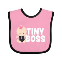 Inktastic Tiny Boss with Baby in Suit Girls Baby Bib