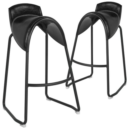 Santa Fe Bar Grill - Santa Fe Flash Furniture 2 Pk. Saddle Chair Barstool in Black Vinyl