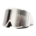 thumbnail image 3 of Gafas de esquí a prueba de nieve de doble capa, resistentes al viento, con visión amplia y protección UV, marco blanco con lente plateada para deportes de invierno, 3 of 8
