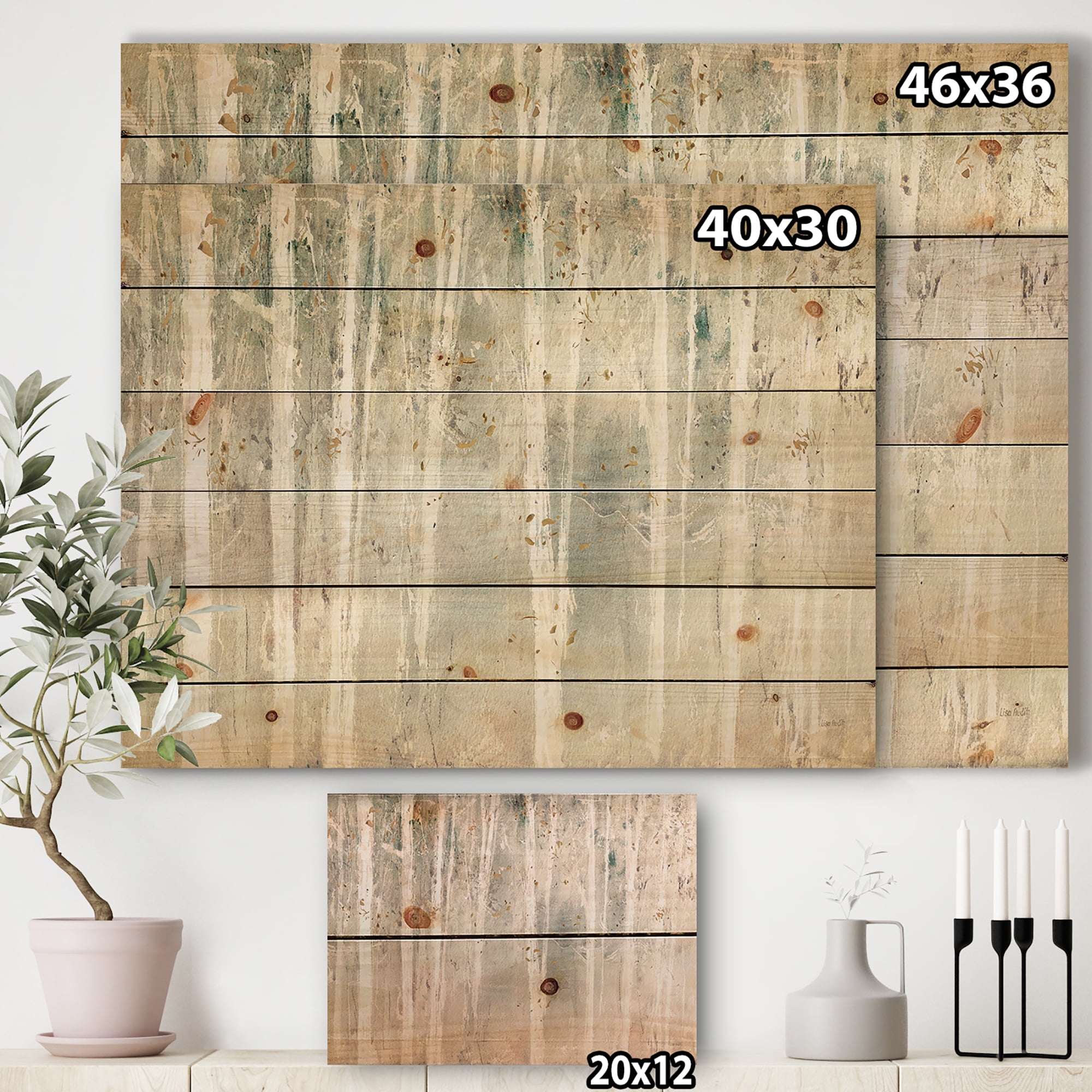Designart 'Abstract A Woodland Walk into the Forest III' Modern Farmhouse Print on Natural Pine Wood