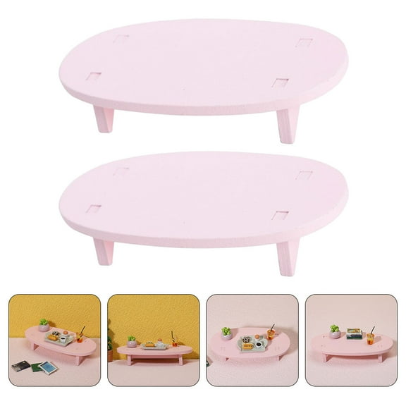 IBASETOY 2Pcs Dollhouse Decor Mini Table in Pink for Educational Activities