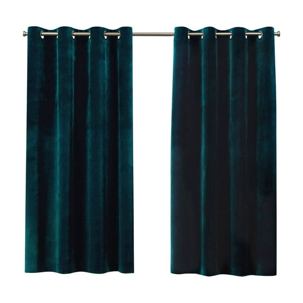 Curtains 2 Pack Velvet Heavyweight Grommet Top Curtain Panels Walmart