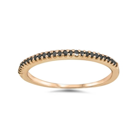 - 1/10ct Treated Black Diamond Stackable Ring 14K Rose Gold