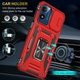 thumbnail image 5 of Rugged Case for Motorola Moto G Play 4G 2024, Sliding Lens Camera Cover Protection Ring Stand Compatible with Magnetic Car Mount Military Grade Shockproof Hybrid Case for Moto G Play 4G 2024, Red, 5 of 7