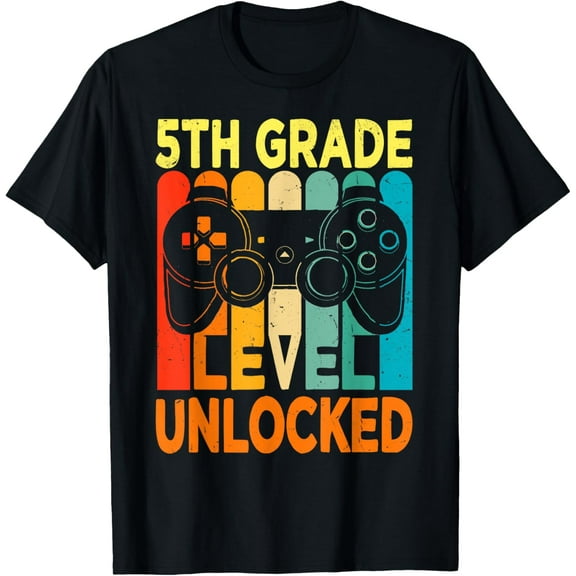 t-shirtHello 5th Grade Level Unlocked Video Game Back to School Boy T-Shirt mens t shirt,black,women,funny,misfits,men,journey