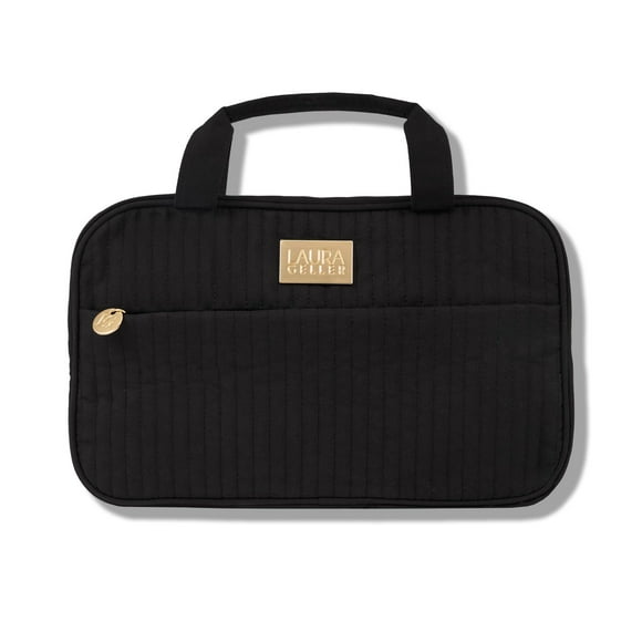 LAURA GELLER NEW YORK Trousse de Maquillage de Voyage Matelassée Pliable, Noire - Organisateur de Trousse de Toilette Suspendue pour Voyage - Trousse de Maquillage Pleine Grandeur Grande Capacité - Facile à Nettoyer