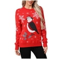thumbnail image 2 of DailyTrove Women's Penguin Print Sweater, Long Sleeve, Winter Casual & Festival Wear, Warm Cotton Blend, Plus Size Friendly, 2 of 6