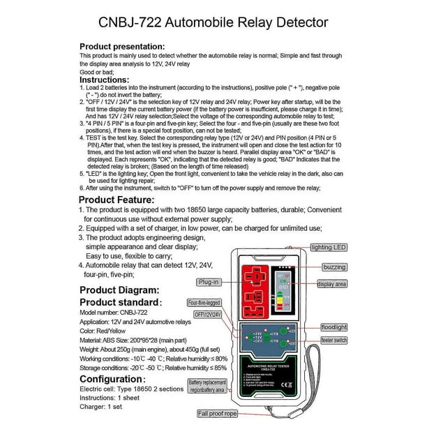 12V 24V Automotive Electronic Relay Tester Car Battery Checker LED Indicator Light Car Relay Tester Auto Diagnostic Tools