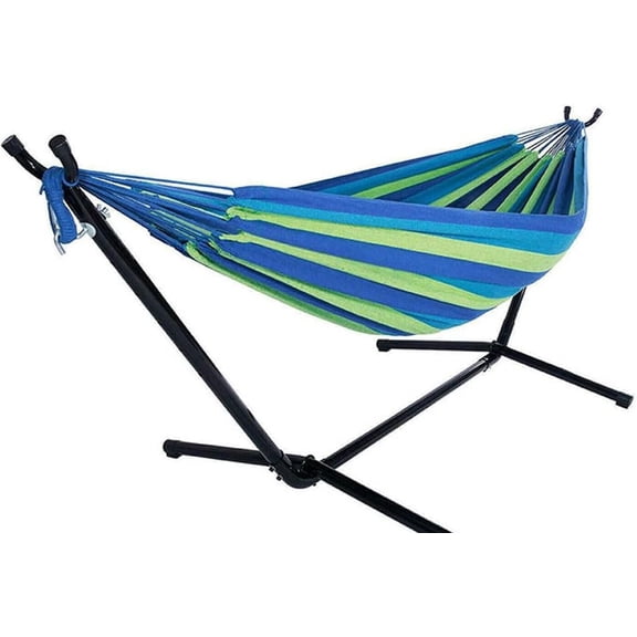 ANHXN Adjustable Hammock Bed with Space Saving Steel Stand - Portable, Easy Set Up Indoor/Outdoor Hammock for Two