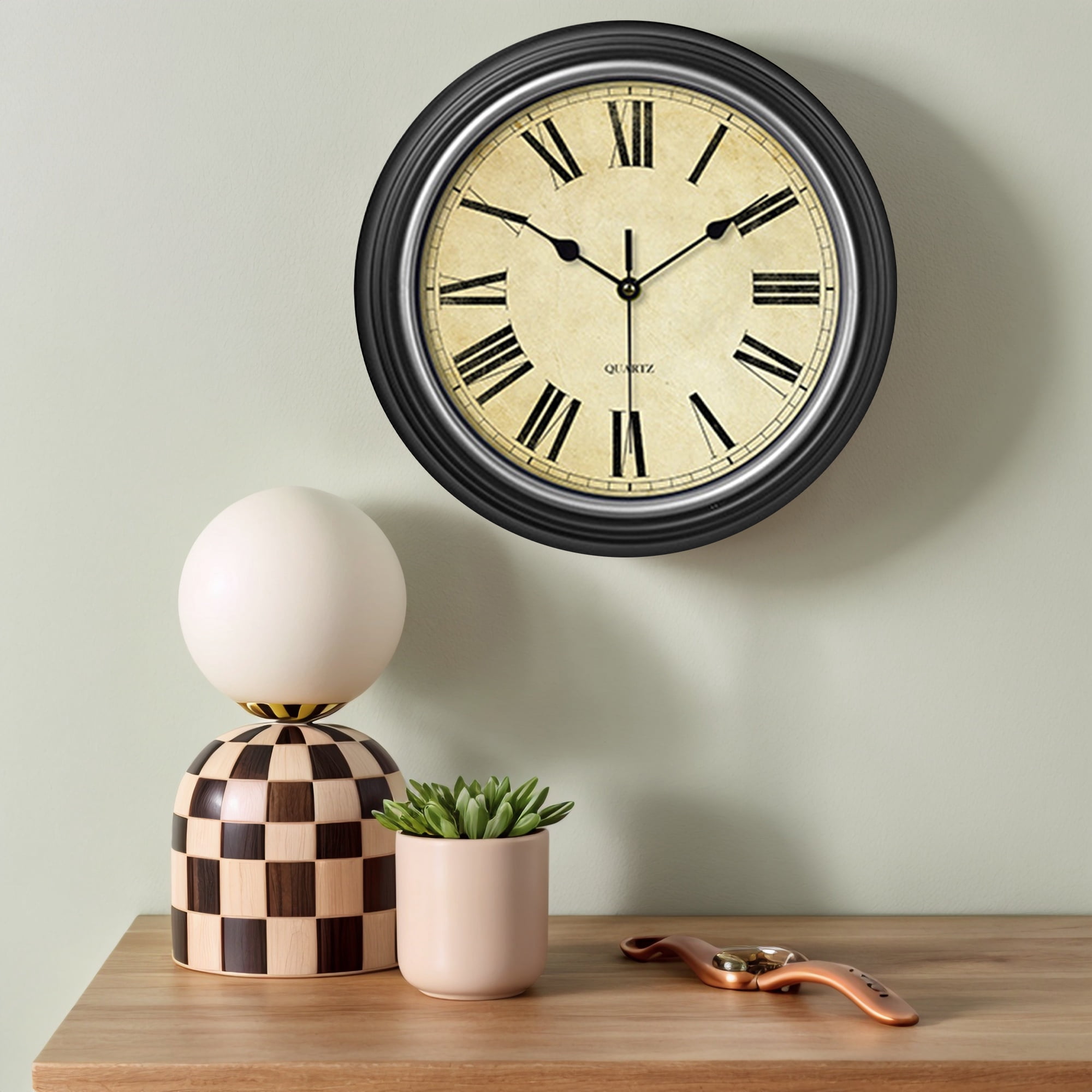 Unique Bargains Silent Non Ticking Battery Operated Wall Clock Black and White