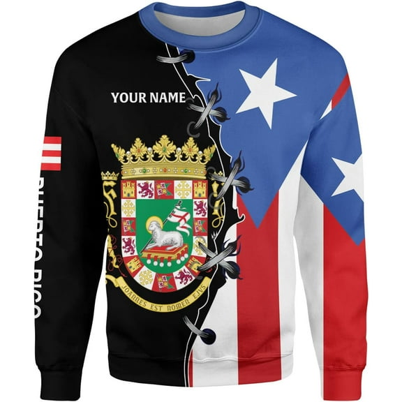 Personalized Name Puerto Rico T-Shirt 3D, Puerto Rico Shirt for Men Women, Puerto Rico Flag T Shirt All Over Printing S-5XL (Sweatshirt, XL)