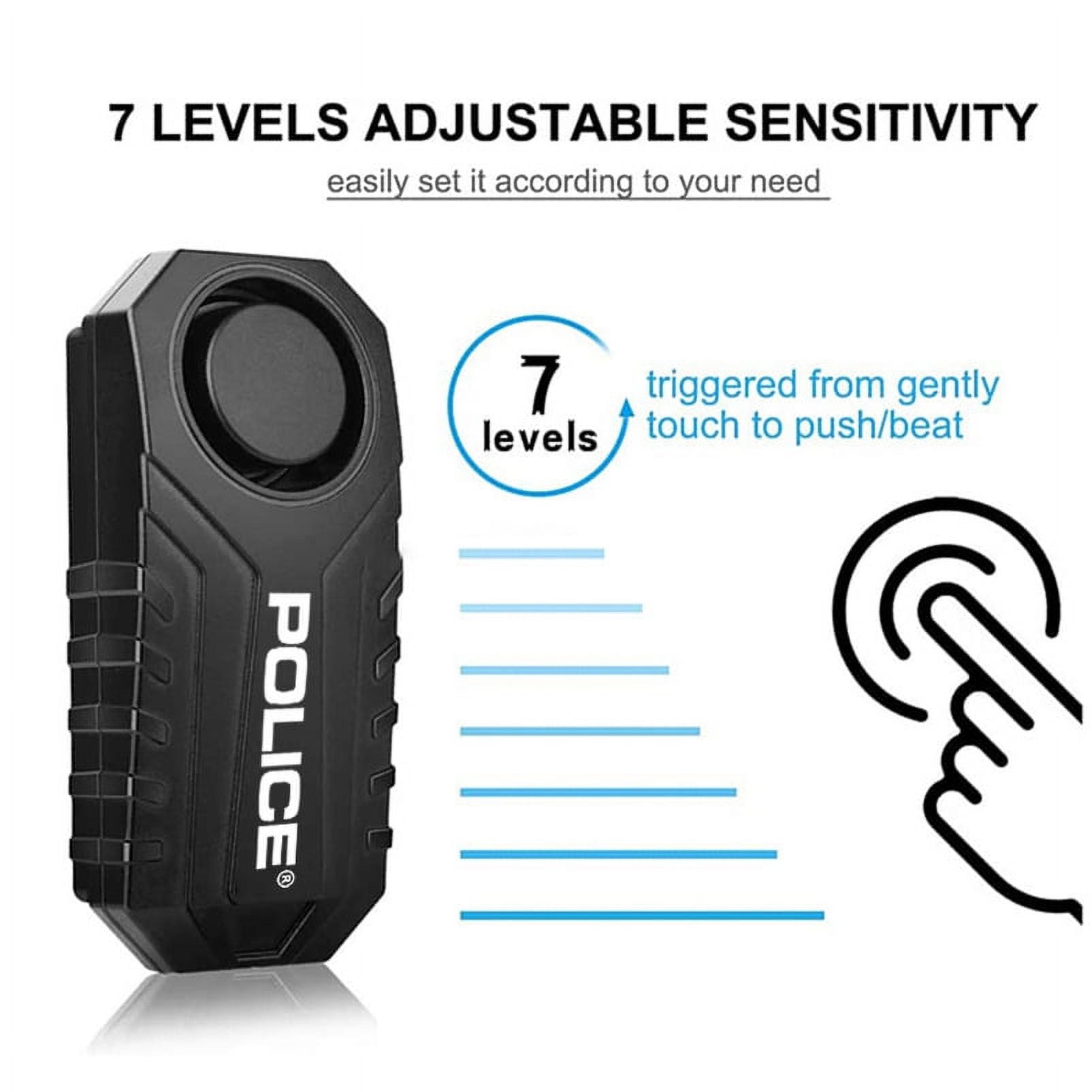 POLICE Bike Alarm with Remote 113dB Loud Scooter Alarm System, Anti Theft Motorcycle Alarm, Wireless Vibration Motion Sensor Waterproof Security System for Electric Bike Tricycle Mobility Scooter