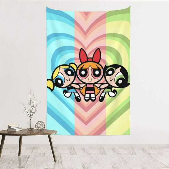 The Powerpuff Girls Tapestry Wall Hanging Home Decoration Wall Blanket Dormitory Living Room Bedroom Backdrop Poster( 60x40inch)