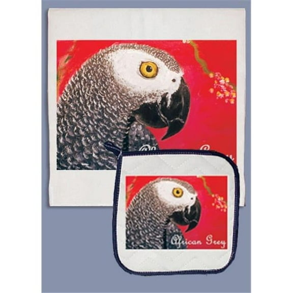 Pipsqueak Productions DP851 African Grey Dish Towel And Pot Holder Set