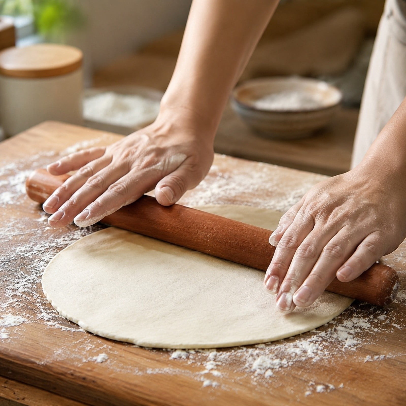 Wooden Rolling Pin, 12 Inch Solid Hardwood French Rolling Pin for Baking Dough, Pizza, Pastry and Bread, Home Kitchen Essential