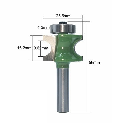 

BAMILL 22mm-35mm 8Mm Shank Bullnose Half Round Bit Endmill Router Tool Green