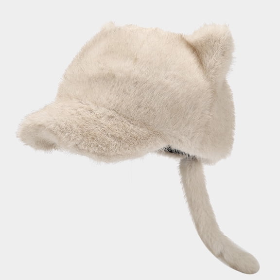 Women Cat Ear Baseball Cap Cute Plush Hat Kawaii Cosplay Warm Autumn Winter