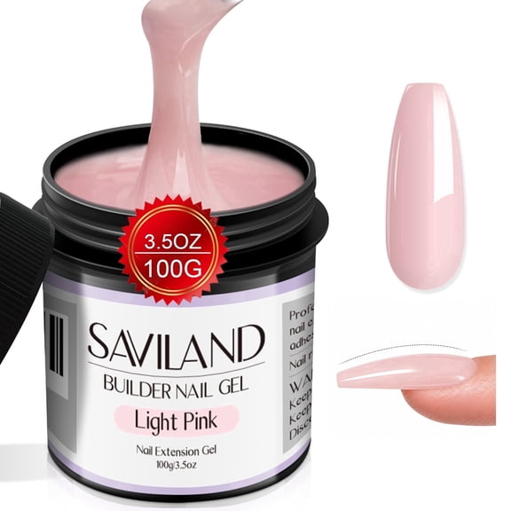 SAVILAND 100 G Builder Nail Gel - 3.5 oz Light Pink Hard Gel for Extension Nail Art Manicure Starter for Professional Nails Salon