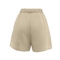 thumbnail image 4 of MYAOYI Womens Work Casual High Waist Shorts Pleated Cuffed Hem Elastic Waist Trousers, 4 of 7