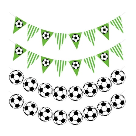 Hemoton 4pcs Soccer Pennant Banner Soccer Birthday Party Banner Triangle Football Flags For Sports Party Supplies