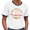 thumbnail image 2 of Take Me to the Pumpkin Patch Ringer Tee Shirt Unisex Large White/Black, 2 of 5