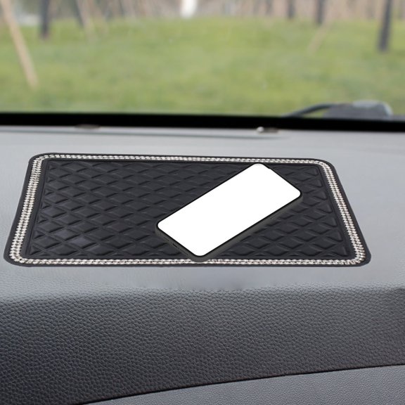 CxhicLuv Car Storage Mat, Auto Dashboard Pad, Stripe Anti-Slip Instrument Panel Mat with Perfume Seat, Car Organizer Accessories, Hold Items & Freshen Air, Drivers, Phone Users, Black