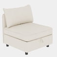 thumbnail image 6 of Modern Loveseat Sofa with Deep Seat & Storage Ottoman,Chenille Chaise Longue Sofa Bed for Small Spaces,Living Room,Bedroom,Beige, 6 of 8