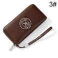 thumbnail image 2 of Mens Long Wallet Retro Faux Leather Credit Card Wallet Zip Billfold with Strap, 2 of 10
