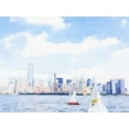 thumbnail image 2 of James, Nola 14x12 Black Ornate Wood Framed with Double Matting Museum Art Print Titled - Watercolor NYC Skyline II, 2 of 4