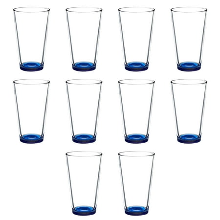 

Heavy Duty Beer Pint Glasses by ARC 16 oz. Set of 10 Bulk Pack - USA Made Restaurant Glassware Perfect for Beer Cocktails and Other Beverages - Blue