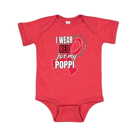 

Inktastic Sickle Cell Awareness I Wear Red For My Poppi Gift Baby Boy or Baby Girl Bodysuit
