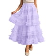 thumbnail image 5 of Arlun Lace Layered Skirt for High Waist Flared A Line Loose Fit Elegant Party Casual Wear Lightweight Cozy Mesh Ruffles Tiered Flowy Maxi Tutu Skirts Purple One Size, 5 of 5